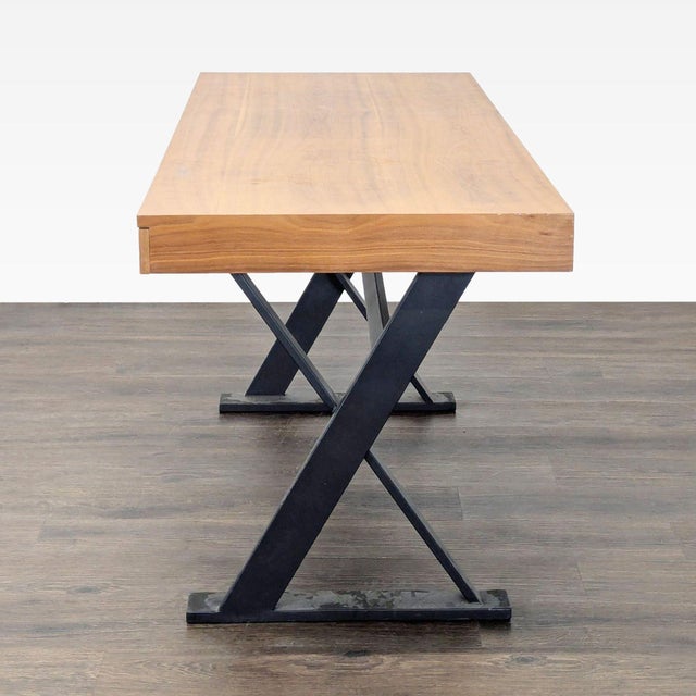 2020s Moe's Industrial Style Desk With Solid Wood Top and Metal Legs For Sale - Image 5 of 11