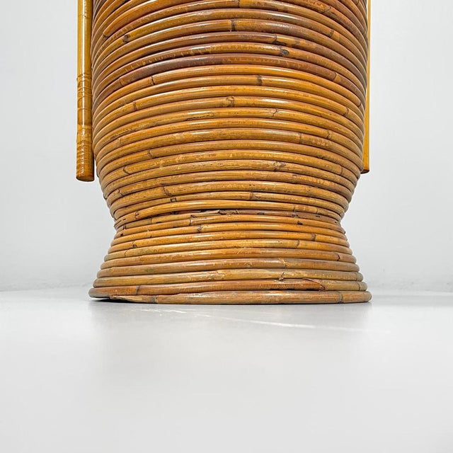 Mid-Century Modern Italian Round Rattan Umbrella Stand with Handle, 1960s For Sale - Image 16 of 18