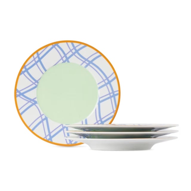 Set a lively tablescape with The Grid Salad Plate’s unexpected pairing of soft pastels with bold amber, along with its...
