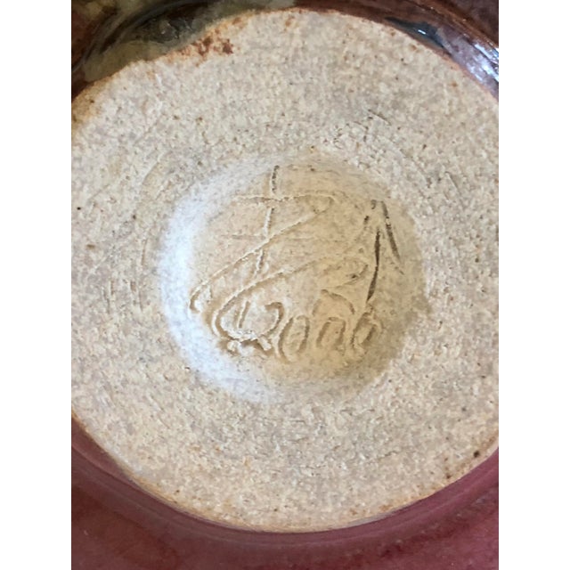 Wabi Sabi Ceramic Artist Bowl With Bamboo, Signed For Sale - Image 4 of 5