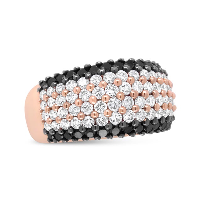 Pops of rose gold dance delicately across this black and white colored piece. The 18k rose gold band has 4 central rows of...