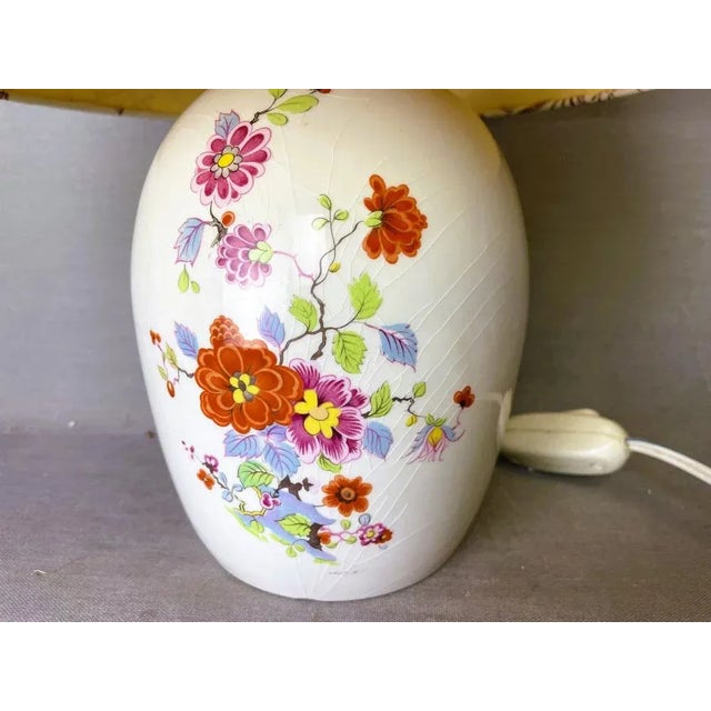 Portuguese Farmhouse Ceramic Floral Table Lamp, 1970s For Sale - Image 6 of 10