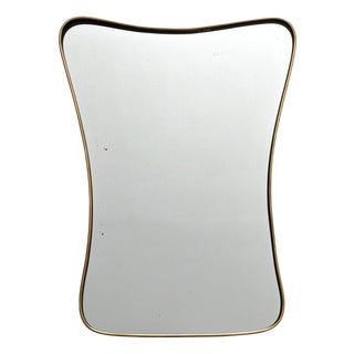 Mid-Century Modern Bevelled Mirror with Brass Frame by Gio Ponti, 1950s For Sale