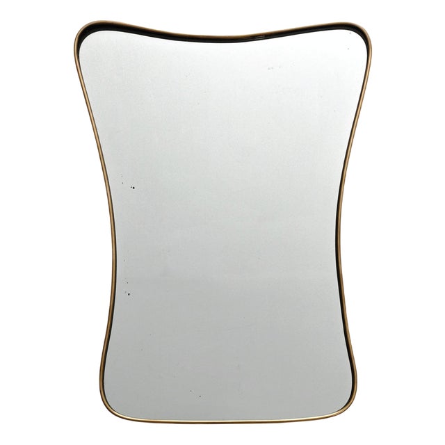 Mid-Century Modern Bevelled Mirror with Brass Frame by Gio Ponti, 1950s For Sale