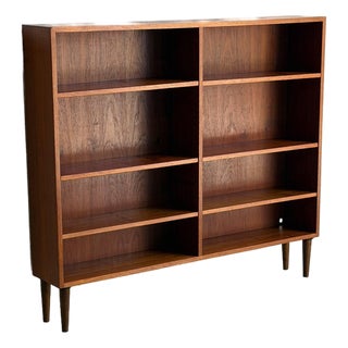 Vintage Danish Modern Teak Bookcase Display Shelf Cabinet on Tapered Legs For Sale