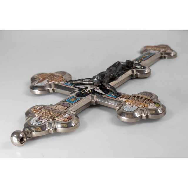 19th Century Italian Micro Mosaic Crucifix House Cross, Vatican Rome For Sale - Image 13 of 17