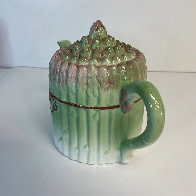 1970s 1970s Vintage Trompe L’Oeil Large Asparagus Tea Pot For Sale - Image 5 of 9