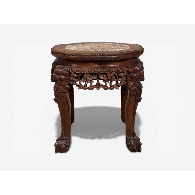 Chinese Export, Low Occasional Tables, Hardwood, Marble, China, 19th C. For Sale - Image 11 of 11