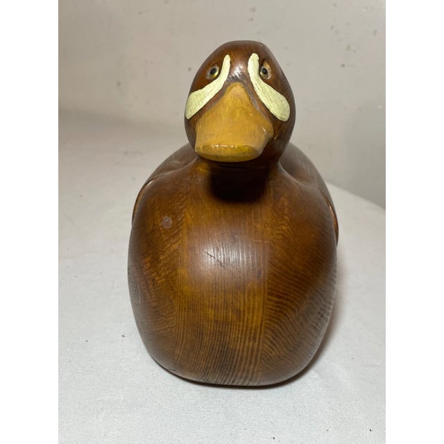 Vintage 1986 Charles Bruno Carved Wood Folk Art Duck Decoy Bird Sculpture Statue For Sale - Image 12 of 14