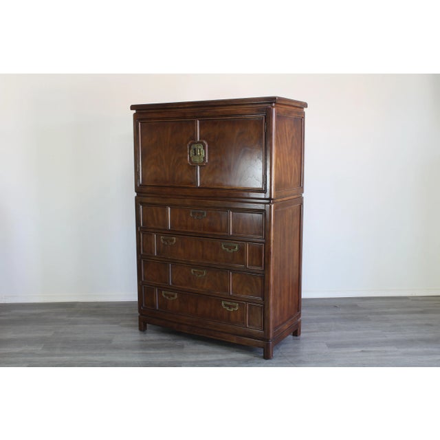 Brown Mid Century Walnut Highboy Chest of Drawers For Sale - Image 8 of 10