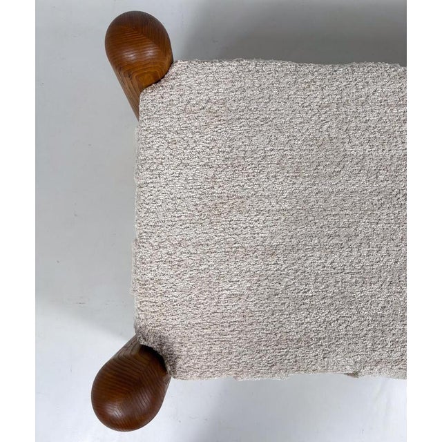 Italian Bench in Brass and Beige Fabric For Sale - Image 5 of 7