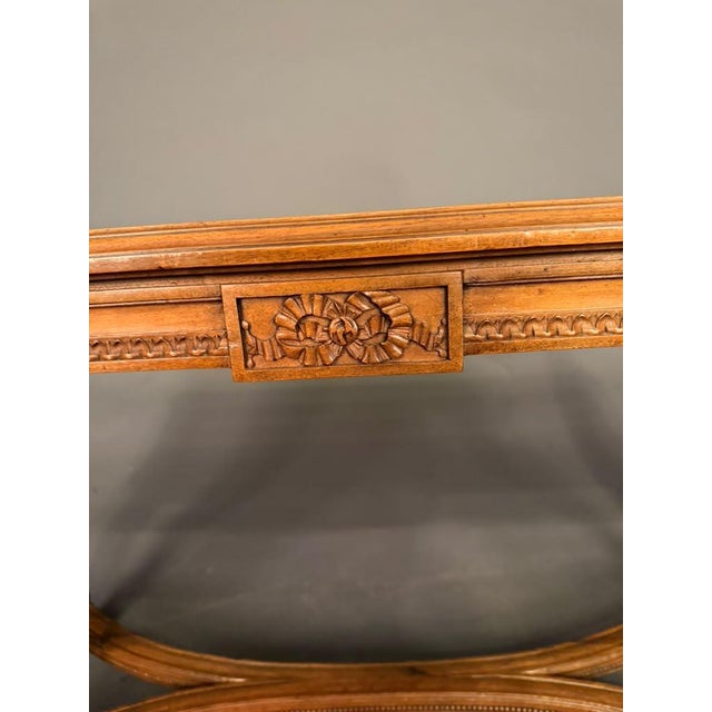 19th Century French Louis XVI Style Carved Walnut and Cane Bench, Circa 1880 For Sale - Image 12 of 13