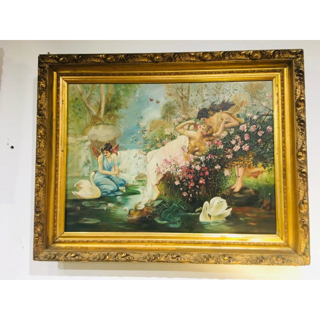 Antique Oil on Canvas Painting in Original Frame For Sale - Image 11 of 11