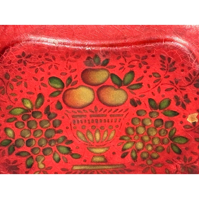 19th C. Style Federal Style Toleware Serving Bowl Tray Paint decorated metal / tin with stenciled fruit basket motifs on a...
