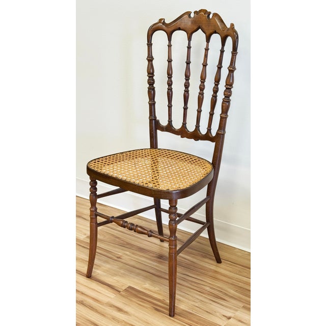 Traditional Vintage Chiavari Style Caned Seat Wood Chair For Sale - Image 3 of 12