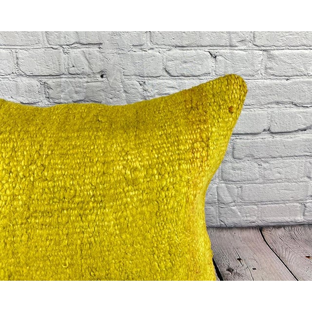 Turkish 20 x 20 Hemp Pillow Turkish Cushion Natural Green Pillow Cushion Cover For Sale - Image 3 of 4