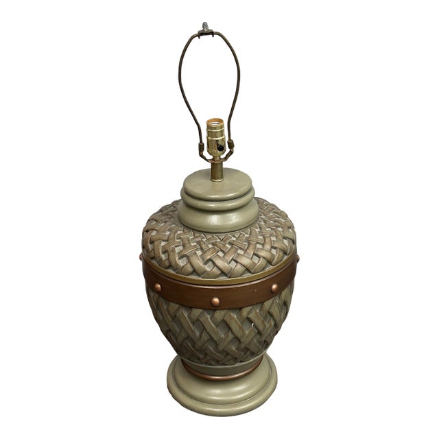Lamps Forever, Sun Valley Green Lattice Urn Style Table Lamp For Sale