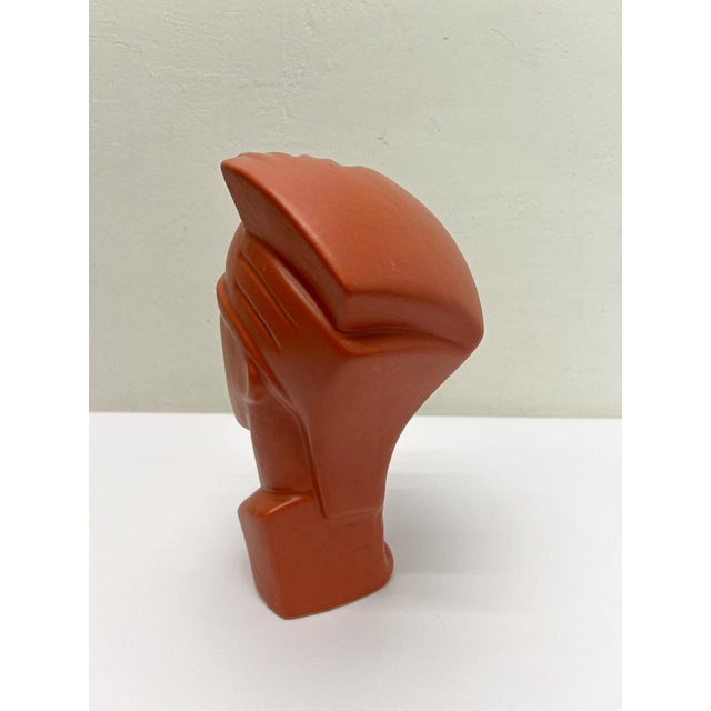 Red Vintage Ceramic Head Sculpture in the style of Lindsey B., 1980s For Sale - Image 8 of 12