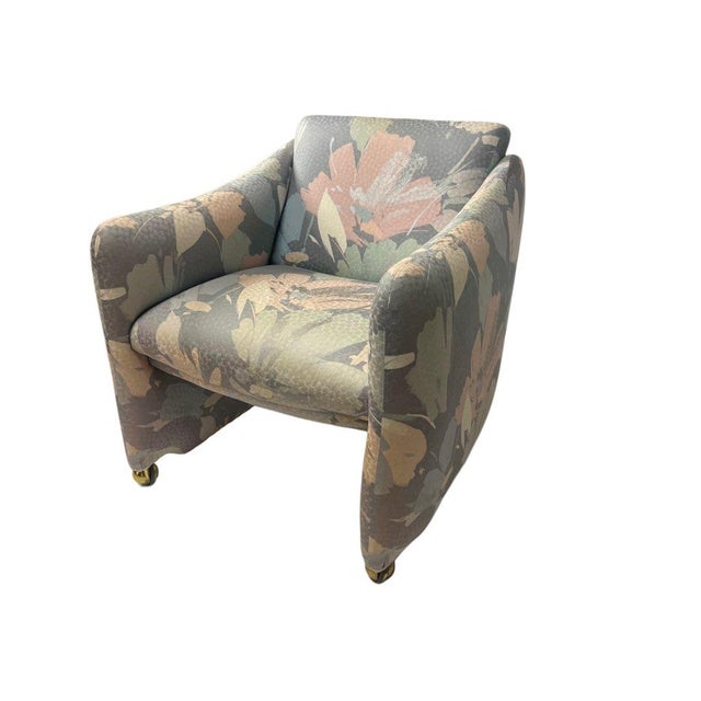 1980s Postmodern Fabric Rolling Chairs For Sale - Image 4 of 6