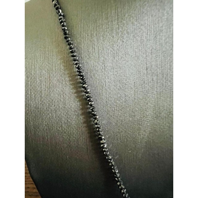 3.21 Carat Diamond Flower Pendant Black Diamond Briolette Cut Necklace For Sale - Image 4 of 5