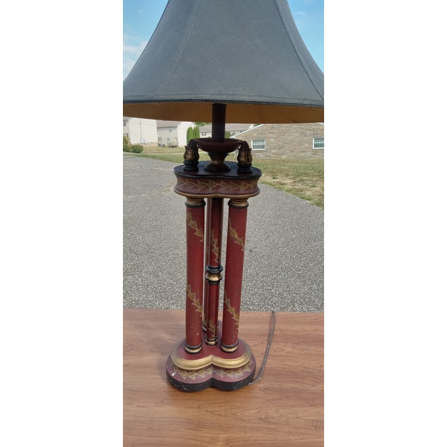 Vintage Red & Gold Pillar Lamp with Classic Design This vintage pillar-style table lamp features a bold red and gold color...