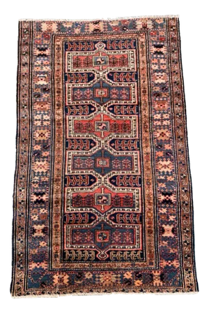 Medium Vintage Oriental Red Navy Blue Karacah Rug