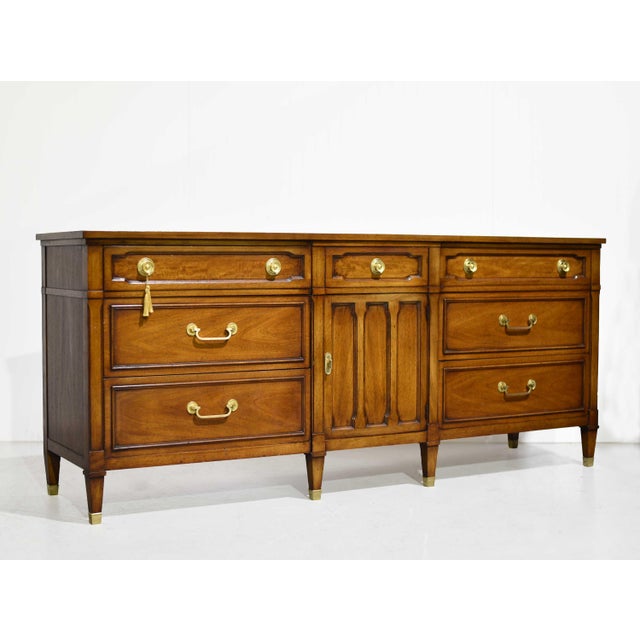 Transitional Mid Century Transitional 9 Drawer Lowboy Dresser by Drexel For Sale - Image 3 of 13