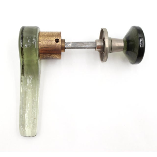 Mid-Century Modern Vintage Mid Century Smokey Green Lever Door Set For Sale - Image 3 of 7