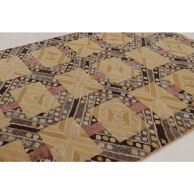 2020s Contemporary Scandinavian Style Geometric Ochre Wool Rug by Rug & Kilim, India For Sale - Image 5 of 9