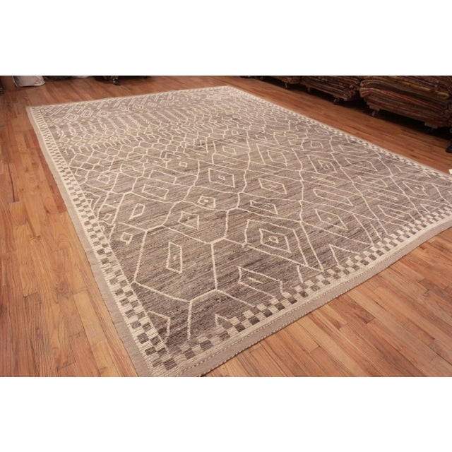 Elegant Large Primitive Tribal Design Modern Area Rug, Country of Origin: Central Asia, Circa date: Modern Rugs