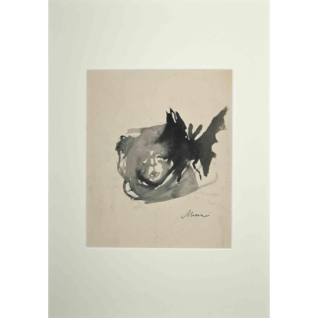 Sketch is an original drawing realized by Mino Maccari in Mid-20th Century. Beautiful black and white watercolour drawing...