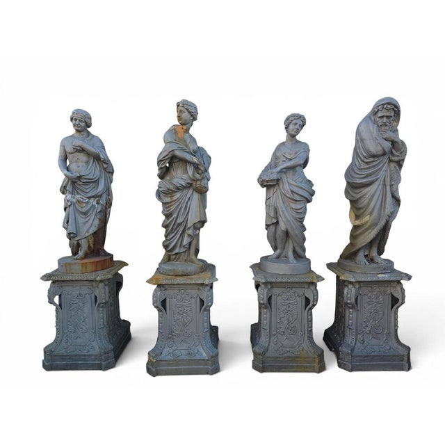 Four Seasons Sculptures in Patinated Iron, 1970s, Set of 4 For Sale - Image 4 of 7