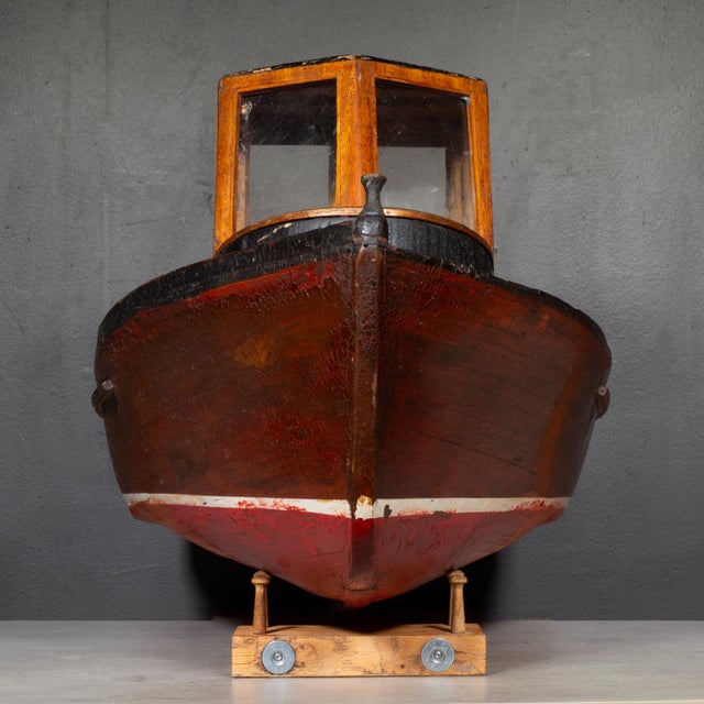 Hand Made Motorized Wooden Ship Model c.1940-1950 For Sale - Image 4 of 8