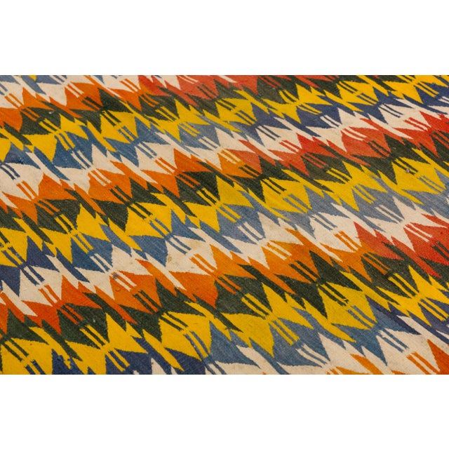 Tribal Rajasthani Multi-Color Indian Cotton Dhurrie Rug with Deer Motif For Sale In New York - Image 6 of 10