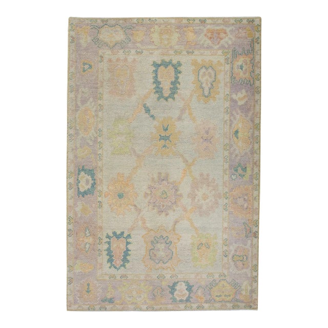 Modern Turkish Oushak Rug 3'9" X 5'11" For Sale