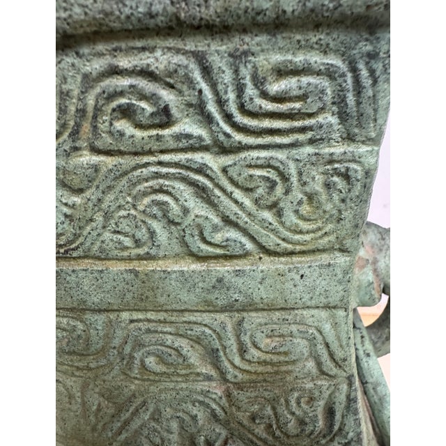 Vintage Chinese Bronze Lamp on Wood Base For Sale In West Palm - Image 6 of 10