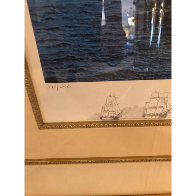 Nautical Raymond Massey Large Signed Nautical Lithograph For Sale - Image 3 of 12
