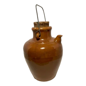 19th Century Brown Glazed Stoneware Jug With Wire Handle
