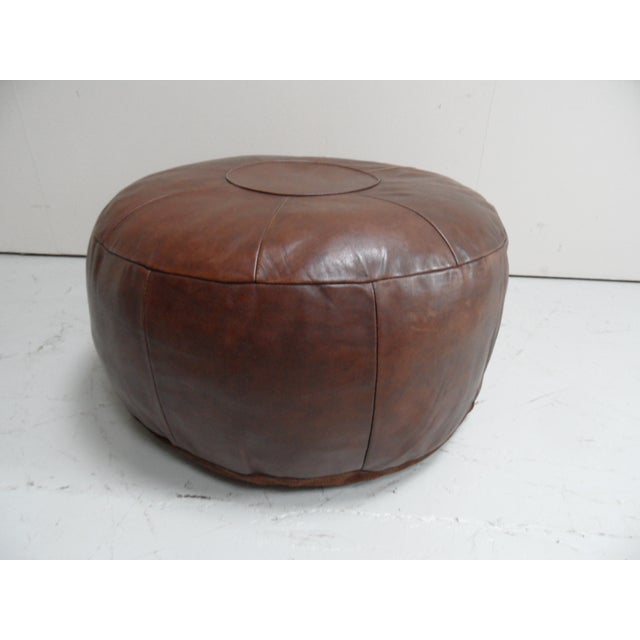 1960s Vintage Leather Pouf, 1960s For Sale - Image 5 of 8