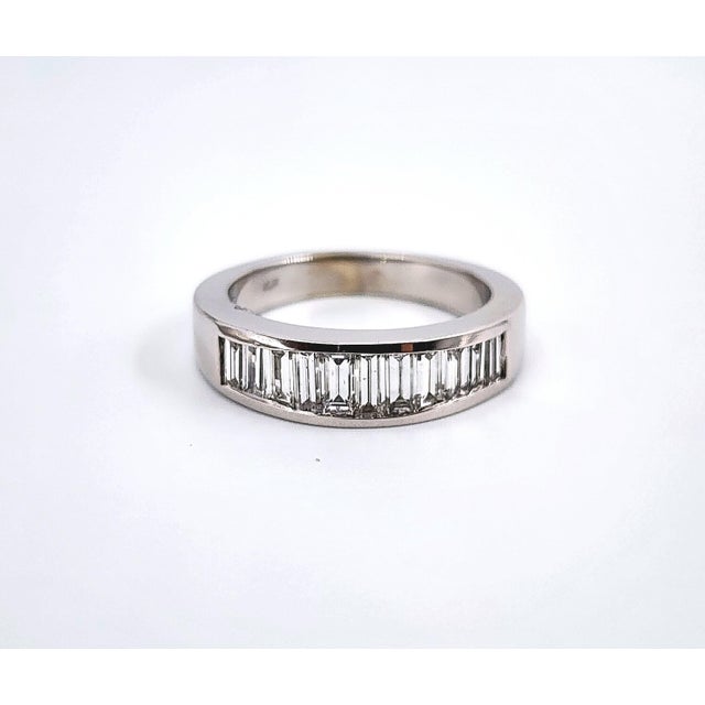 White 1.10 Ct Baguette Diamond Band Size 6.5 For Sale - Image 8 of 8