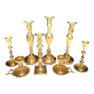 Vintage Brass Table Top Candlesticks - Set of 8 For Sale