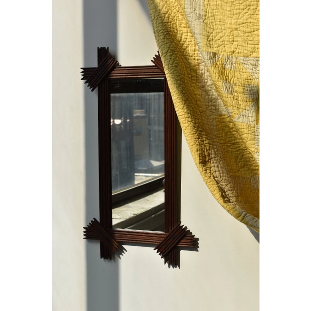 Antique Elongated Cross-Hatch Mirror, Circa Early 20th Century For Sale - Image 4 of 18