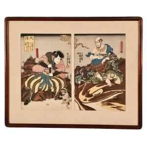 Japanese Woodblock "On the Mountain of Mii-Dera in Otsu" by Kuniyoshi, 1847–48