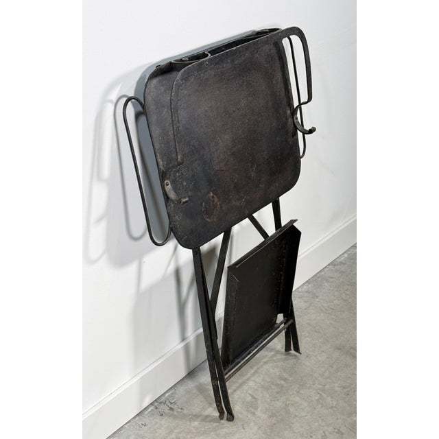 Black Antique c.1920's French Folding Steel Tray Table With Scrollwork For Sale - Image 8 of 11