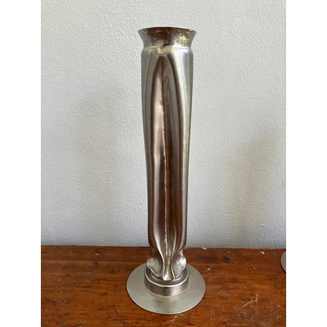 Metal Thomas Roy Markusen Brutalist Nickel Plated Vases, Set of 3, 1970s For Sale - Image 7 of 12