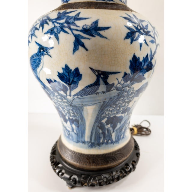 19th Century Chinese Blue and White Baluster Table Lamp For Sale In New York - Image 6 of 11