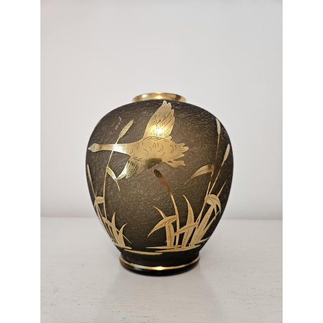 Vase made of etched glass, plated with gold. A design from the 1960s by the famous artist Alfred Taube for Füge & Taube....