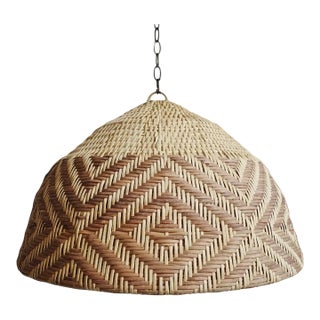 Rattan Diamond Weave Tribal Pendant Light Medium For Sale