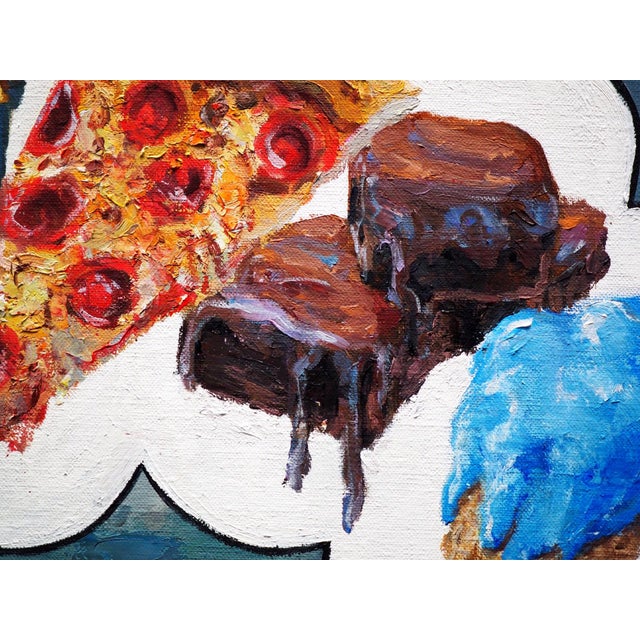 Early 21st Century Enjoy the Temptations of the Past by Andreas Claussen | Oil on canvas Man dreaming of junk food. For Sale - Image 5 of 5