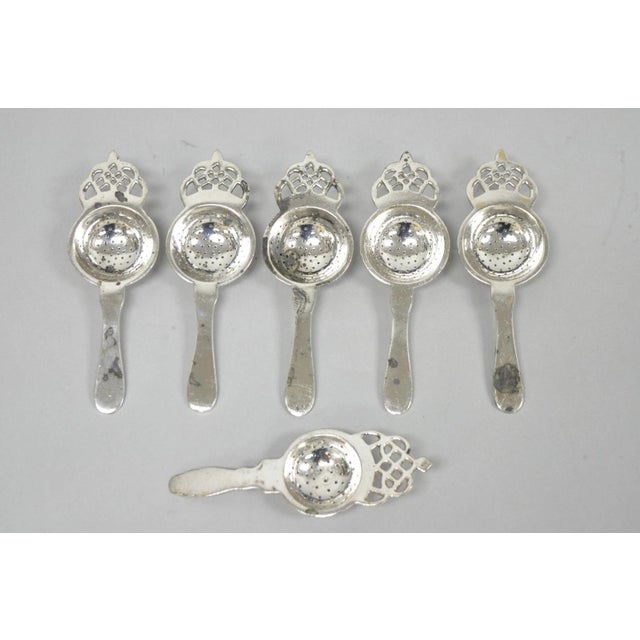 Antique d.w. Haber & Son Ny Silver Plated Victorian Tea Strainer - Set of 6 For Sale - Image 13 of 14